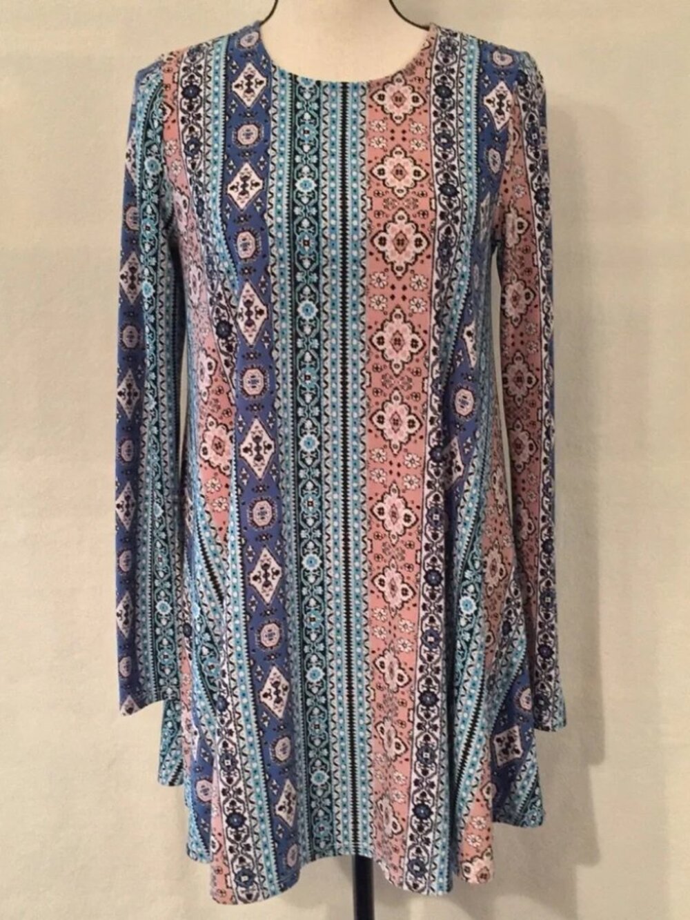 Show Me Your Mumu pink blue tile print Tyler tunic dress